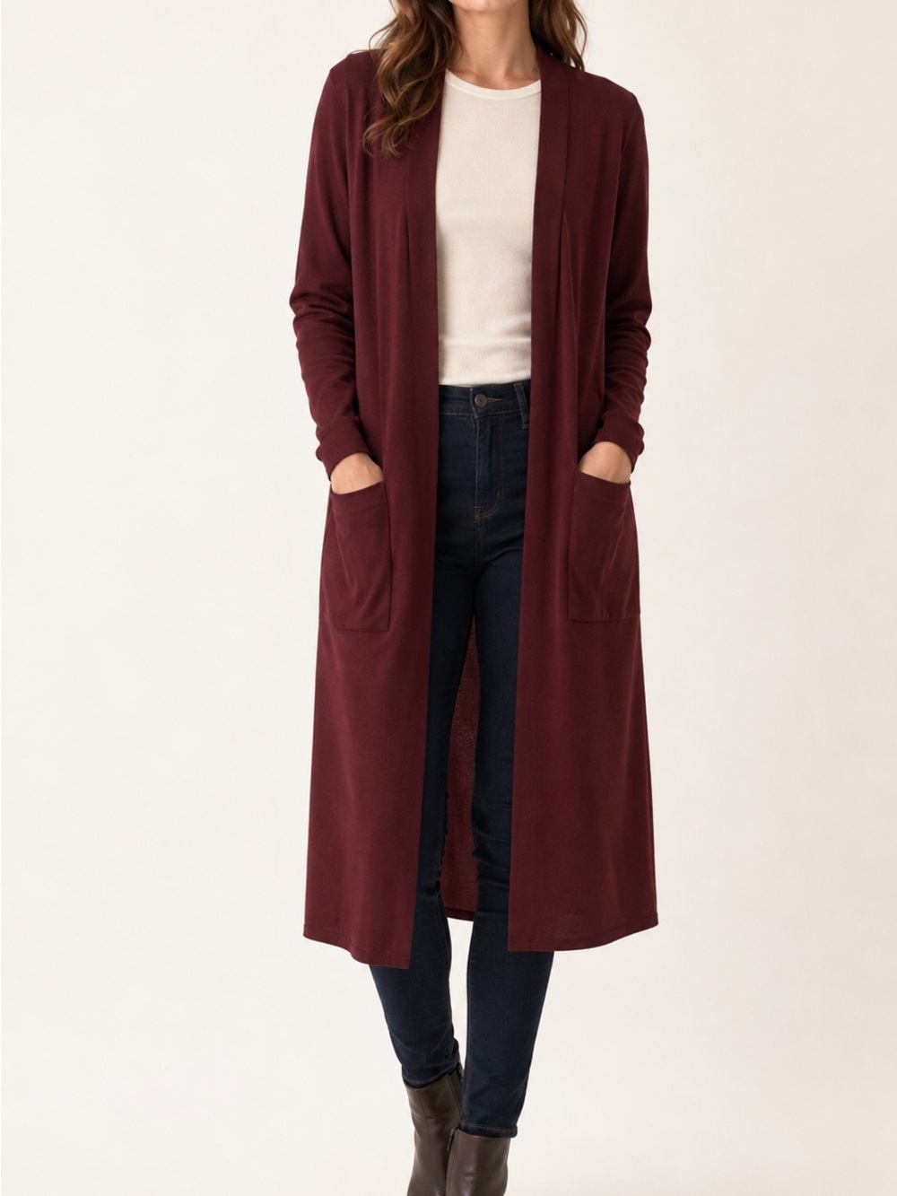 Premise Burgundy Longline Duster Cardigan – Size Small